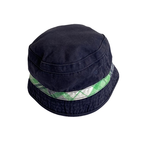 Gymboree Navy Blue Bucket Hat with Plaid Trim Size 12-24 Months 100% Cotton - Picture 2 of 6